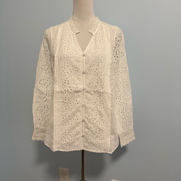 Sundance Valeria Eyelet Pink Shirt Size M - Picture 4 of 12